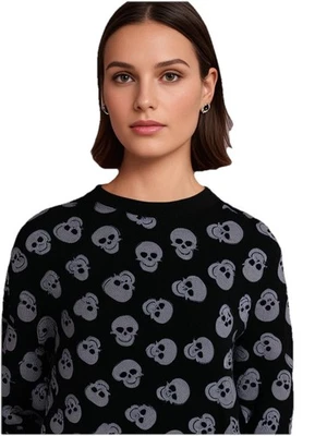 Suéter Calavera Halloween No Boundaries Talla M Negro Manga Larga Gótico Y2K De Colección Foto 1 de 4