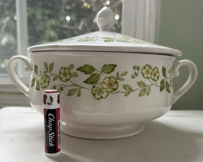 Ironstone Petite Flora Round Vegetable Bowl Handles Covered Casserole Lid 7 3/4" - Image 1 of 4