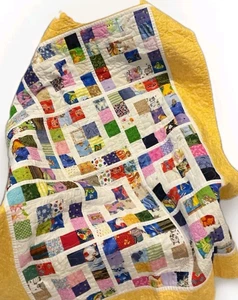 Baby Crib Quilt Handmade Cotton Throw Blanket Four Patch - Unisex Kids - Picture 1 of 8