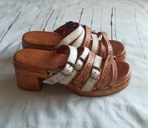 Bed Stu Adriana Damen-Leder-Clog-Absätze in Hellbraun Rustikal Lux Größe 8,5 - Bild 1 von 10