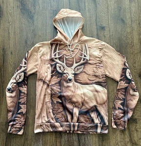 Men’s Deer Hunting Hoodie Sweatshirt Size 2XL 3D Deer Hoodie - Picture 1 of 5