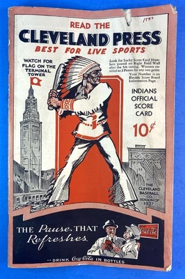 1937 Cleveland Indians / Detroit Tigers - Program Scorecard - Guardians 7/04/37 - Image 1 of 4