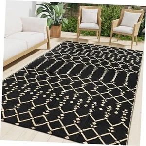 Outdoor Rug 6x9 ft, Waterproof Reversible Plastic Straw Rugs, Boho Outdoor - Picture 1 of 8