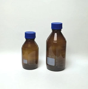 REAGENT BOTTLES 500 1000mL AMBER BOROSILICATE GLASS CULTURE MEDIA AUTOCLAVABLE - Picture 1 of 1