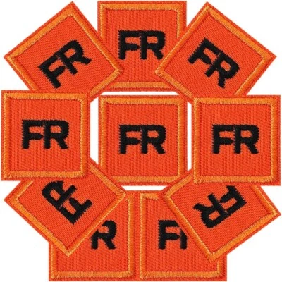 10  Orange Replacement FR Patches Iron On Fire Retardant Pants Shirt Jacket Tag - Image 1 of 3