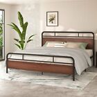 King Size Bed Frame with Wooden Headboard, 12