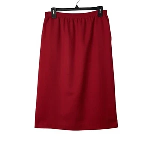 Nikki Womens Red Dark Wash Elastic Waist Knee Length Pull On A-Line Skirt Sz 10 - Picture 1 of 9