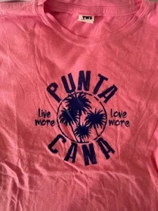 GIRLS TSHIRT CORAL PUNTA CANA SZ 12~LIVE MORE, LOVE MORE - Picture 1 of 3