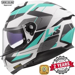 LS2 FF808 STREAM II FULL FACE EC22.06 DUAL VISOR MOTORBIKE HELMET ROAD CYAN GREY - Picture 1 of 11