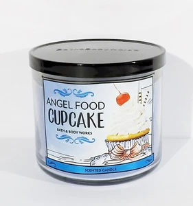 NEW Bath & Body Works Angel Food Cupcake 3 Wick Scented Candle 14.5 oz SCARCE - Picture 1 of 3