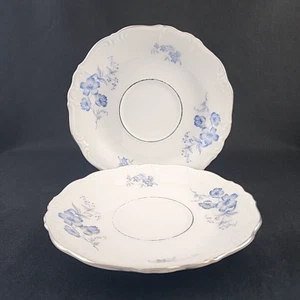 Vintage Edelstein oceanblaue Untertasse 6 Zoll Durchmesser 2er Set - Bild 1 von 5