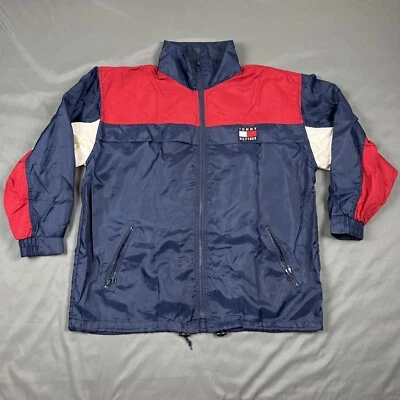 Vintage 90s Tommy Hilfiger Sailing Jacket Colorblock Windbreaker Coat Flag XL - Image 1 of 4