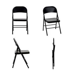 All-Steel Frame Folding Chair Indoor Foldable Seat Furniture 4 Pack Set BLACK - Picture 1 of 12