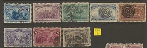 US Scott #230-237 USED F/VF sound, clean 1c to 10c Columbians! 3 - Picture 1 of 2