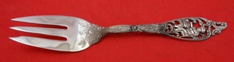 Labors of Cupid by Dominick and Haff Sterling Fish Fork 3-T Lobsters Old 7 7/8"  - Image 1 of 1