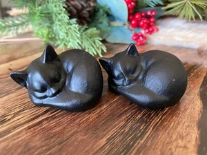 Estatuilla de estatuto tallada en cristal curativo amante del gato dormido obsidiana grande de 4 pulgadas - Imagen 1 de 3