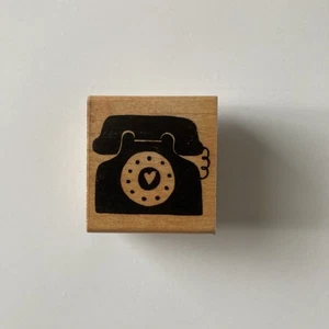 JRL Design Co Rotary Telephone Wood Rubber Stamp - Picture 1 of 3