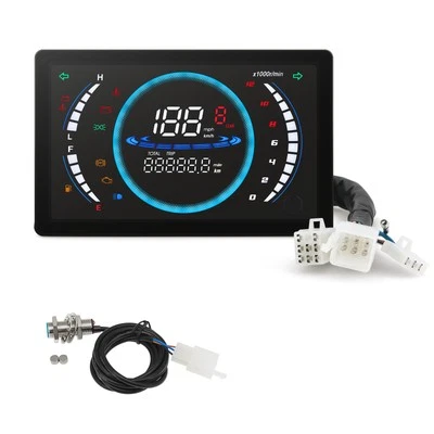 12V LCD Digital Motorcycle Speedometer Odometer Motorbike Tachometer Universal  - Image 1 of 4