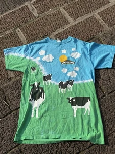 VTG Liquid Blue Ben & Jerry's Euphoria Tie Dye Shirt Nike Chunky Dunky Medium - Picture 1 of 5