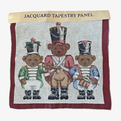 Xmas Toy Soldier Jacquard Tapestry Pillow Panel Bear Drum Band Craft Project NOS - Image 1 of 4