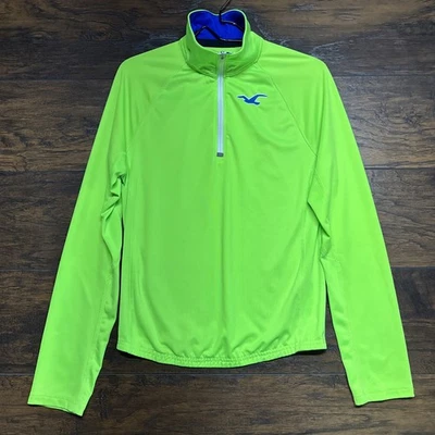 Camisa Henley Hollister Sport para hombre - manga larga, verde neón - talla pequeña Foto 1 de 4