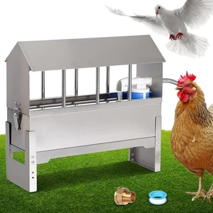 Automatic Chicken Waterer Stainless Steel Large Metal Chicken Waterer System Pou - Picture 1 of 8