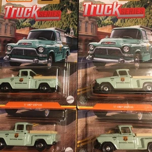 MATCHBOX 2021 WALMART TRUCK SERIES NATIONAL PARKS 57 GMC STEPSIDE 4 PCS - Picture 1 of 8