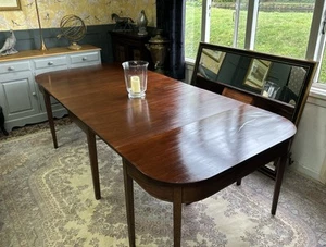 Antique Georgian Mahogany D End Double Drop Leaf Dining Table / Console Tables - Picture 1 of 9