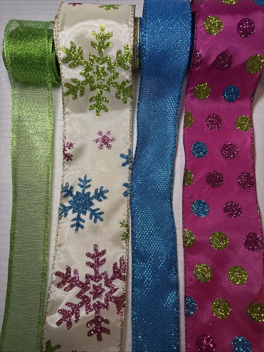 WoodHoming Christmas Wired Edge Ribbon - 4 Roll 24 Yards...
