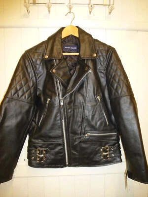 Casaco de motociclista masculino SMART RANGE COURO PRETO REAL TAMANHO PEQUENO NOVO + ETIQUETAS  - Imagem 1 de 4