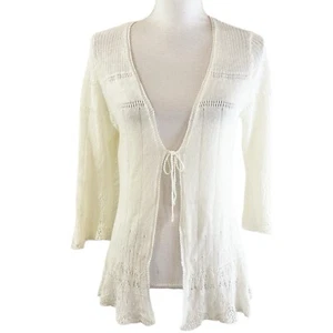 Lauren Ralph Lauren Womens Linen Open Knit Cardigan Sweater Size Petite Medium - Picture 1 of 10