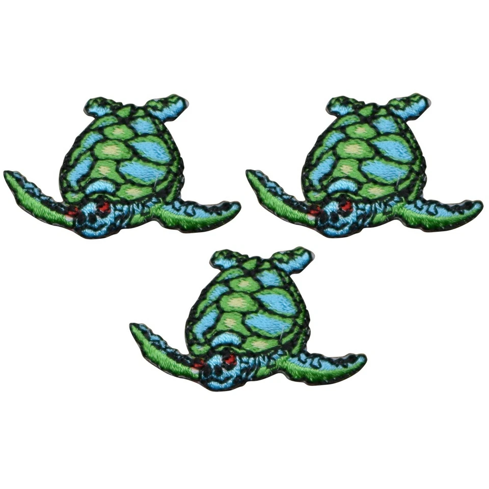 Mini Sea Turtle Applique Patch - Ocean Sea Creature 1.25" (3-Pack, Iron on) - Image 1 of 1
