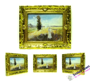 Casa delle bambole 1:12 miniatura cornice dorata arte quadro da parete dipinto ad olio decorazione casa - Foto 1 di 11