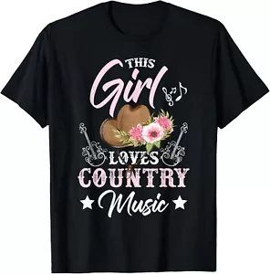 This Girl Loves Country Music Tee Shirts Gift Unisex T-Shirt - Picture 1 of 3