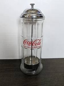 Coca-Cola ~ Straw Holder Container Jar Paneled ~ Vintage 1992 - Picture 1 of 3