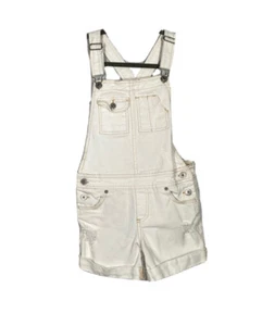 Lucky Brand Girls Color Off White Denim Overall Shorts Size 10 - Picture 1 of 5