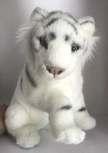 Vtg Fiesta 13” White Bengal Tiger Plush Stuffed Jungle Animal Blue Eye Realistic - Picture 1 of 13