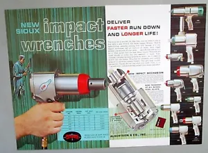 Llave de impacto Sioux Tools 1963 original anuncio a color de 2 páginas - Imagen 1 de 1