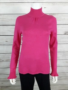 Investments Petites Womens Sweater Size PM Pink High Neck Long Flutter Sleeve - Picture 1 of 5