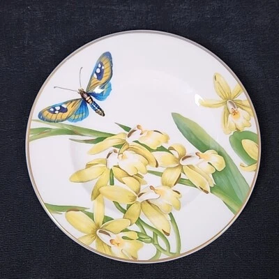 Villeroy & Boch Amazonia Anmut Bread Plate Gold Rim 1748 Butterfly Germany 6.5" - Image 1 of 4
