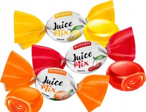 Ukrainian Sweets ROSHEN Caramel Hard Candy "Juice Mix" Cherry, Orange 200g 7oz - Picture 1 of 1