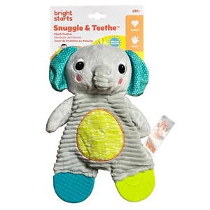Bright Starts Snuggle Teethe BPA-free Crinkle Teething Plush Baby Toy Elephant - Picture 1 of 4