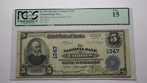 $5 1902 Cohoes New York NY National Currency Bank Note Bill #1347 PCGS Fine - Picture 1 of 4