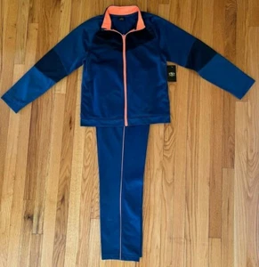 NWT Boys Blue & Orange 3-Piece Zip Front Tracksuit (Jacket/Pants/Top) XL 14-16 - Picture 1 of 8