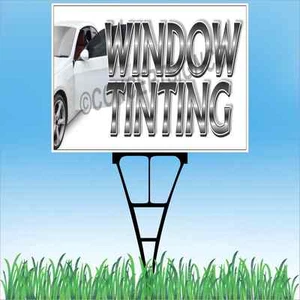 18"x24" WINDOW TINTING Outdoor Yard Sign & Stake Sidewalk Lawn Auto Tint Film - Imagen 1 de 2