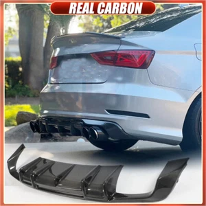 Carbon Fiber Rear Bumper Diffuser Lip Spoiler For Audi A3 Sline S3 Sedan 2013-16 - Picture 1 of 12