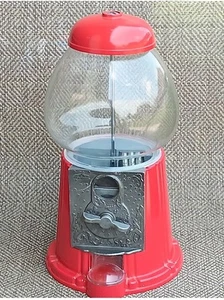 1985 Vintage rotes Karussell Kaugummi Kaugummiautomat Metall mit Glaskugel Münze 15 Zoll - Bild 1 von 6