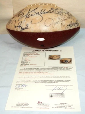 Equipo de fútbol americano firmado por los RAIDERS NFL Stabler Allen Tatum Plunkett JSA carta certificado de autenticidad Foto 1 de 4
