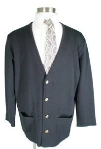 St Croix Mens Black Wool Brass Button Cardigan XL USA - Picture 1 of 3