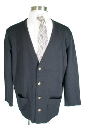 St Croix Mens Black Wool Brass Button Cardigan XL USA - Image 1 of 3